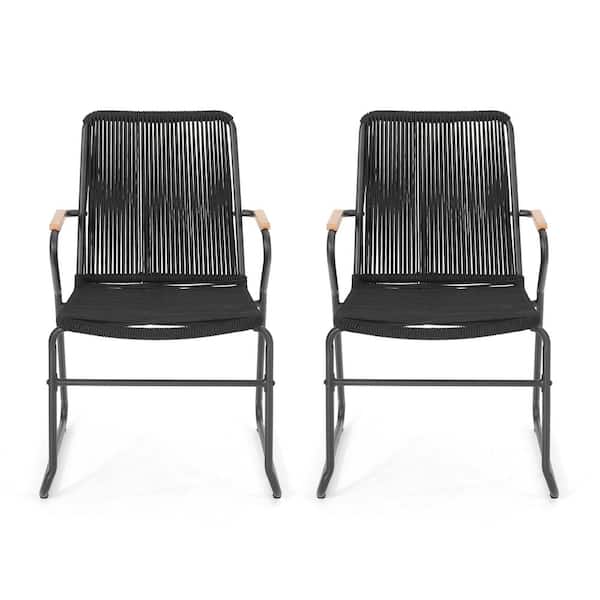 Moonstone Black Metal Outdoor Patio Lounge Chairs (2-Pack)