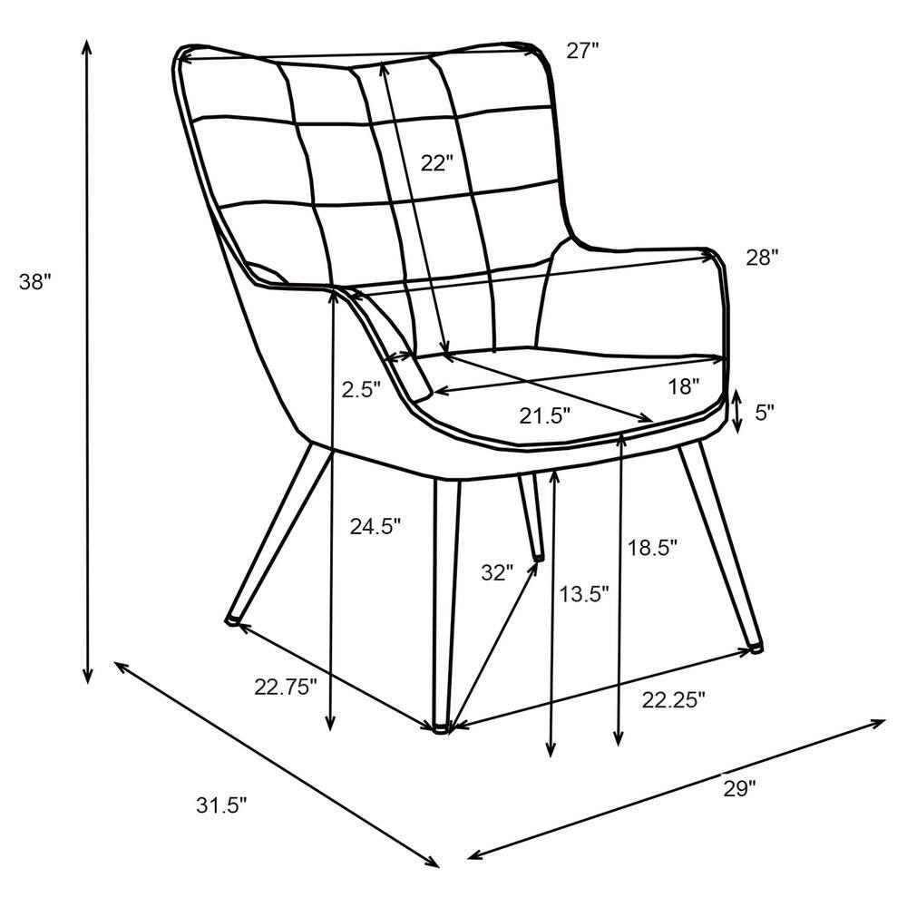 Dark Gray Metal Transitional Accent Chair with Flared Arms