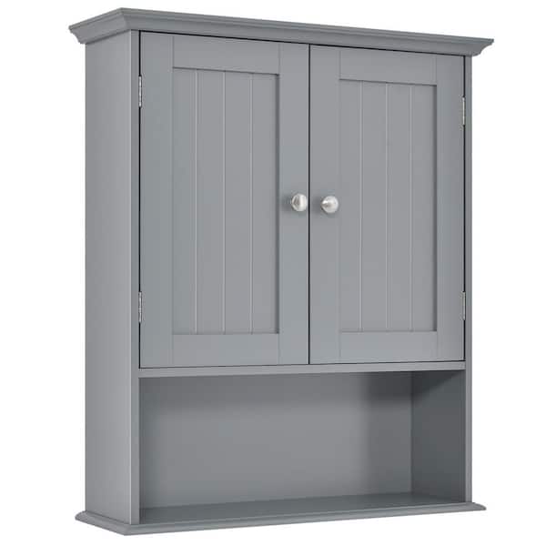 23.5 in. W x 8 in. D x 28 in. H Wall Mounted Bathroom Storage Wall Cabinet in Gray