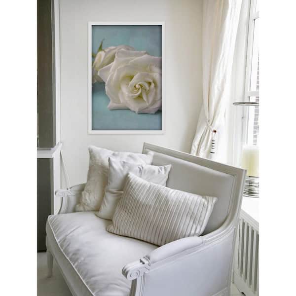 Unbranded 30 in. H x 20 in. W "The Original White Rose" by Judy Stalus Framed Printed Canvas Wall Art