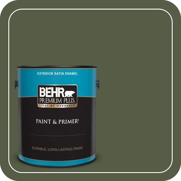 BEHR PREMIUM PLUS 1 gal. #420F-7 Forest Ridge Satin Enamel Exterior Paint & Primer