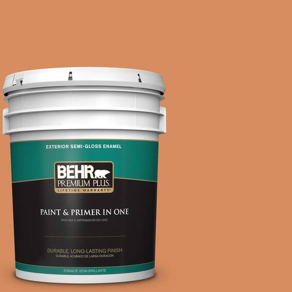 BEHR Premium Plus 5-gal. #M220-6 Pumpkin Puree Semi-Gloss Enamel Exterior Paint