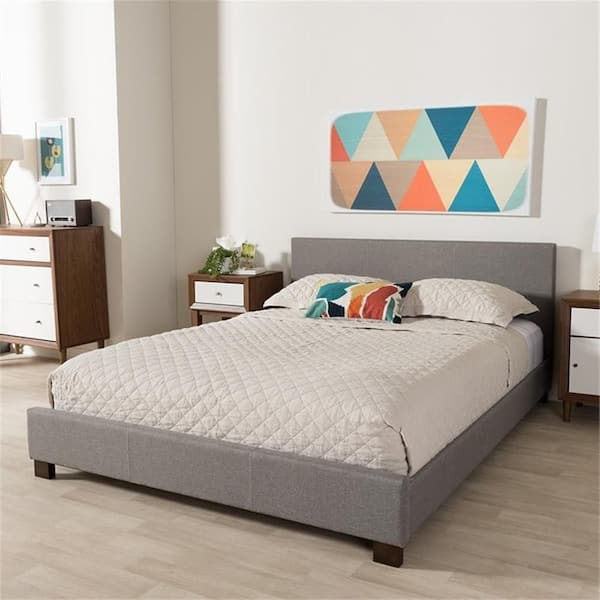 Gray Frame Full Size Platform Bed, Durable Platform Bed for All Spaces, Space-Saving Modern Platform Bed