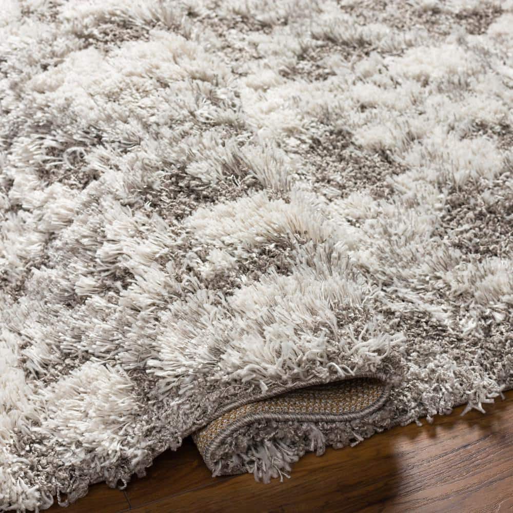 Handmade Rectangular Gray Shag Synthetic Area Rug