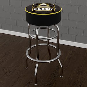 United States Army U.S. Army 31 in. Yellow Backless Metal Bar Stool with Vinyl Seat