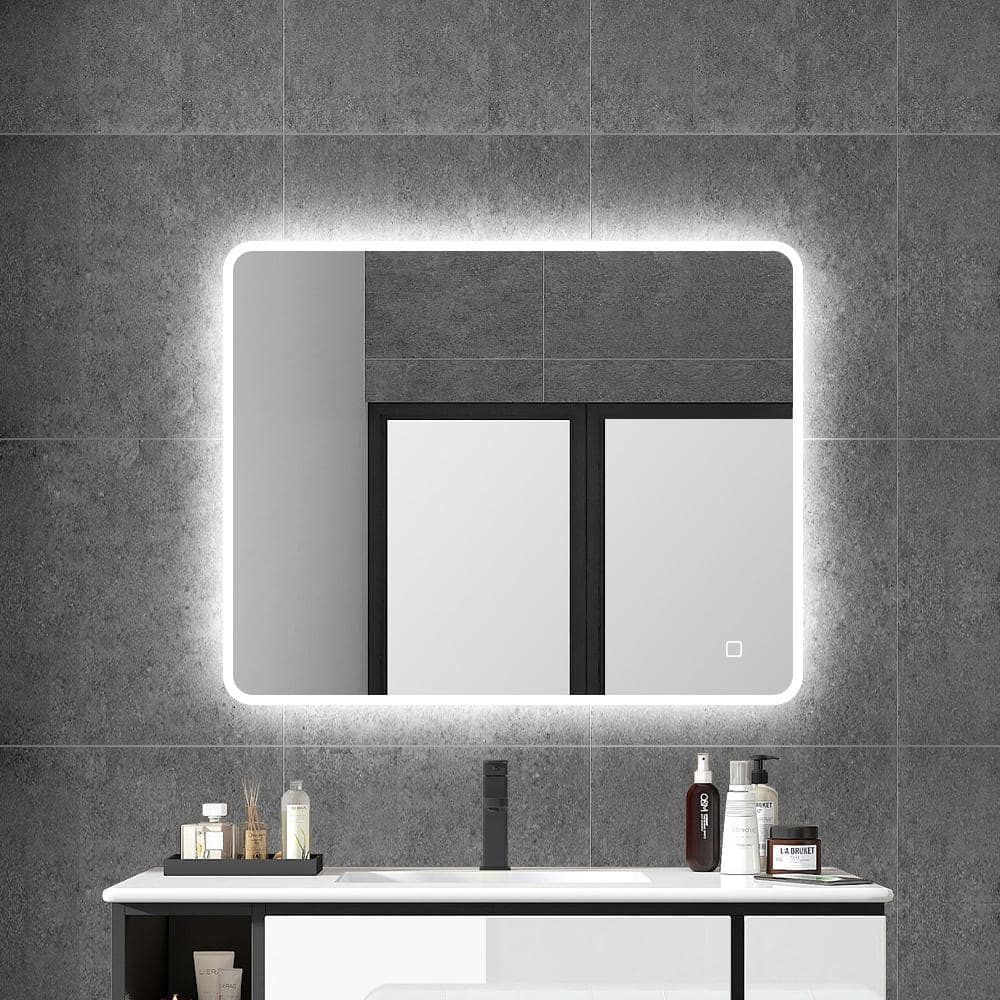 36 in. W x 28 in. H Large Rectangular Frameless Anti-Fog LED Wall Ceiling B
