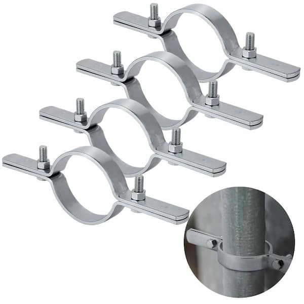 4 in Pipe Riser Clamp Set, Galvanized Steel Vertical Hanger Supports with Bolts and Nuts for Copper Iron CPVC PEX