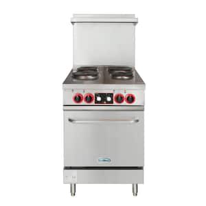 24 in. Commercial Electric Range with 4-Burners Elements and 1-Standard Electric Oven, 208V 3-Phase in Stainless Steel