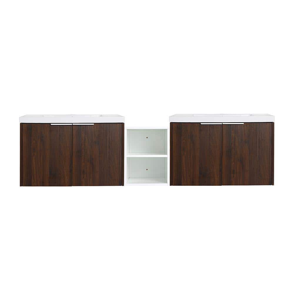 71.1 in. W x 18 in. D x 19.3 in. H Double Sink Floating Bath Vanity in Waln