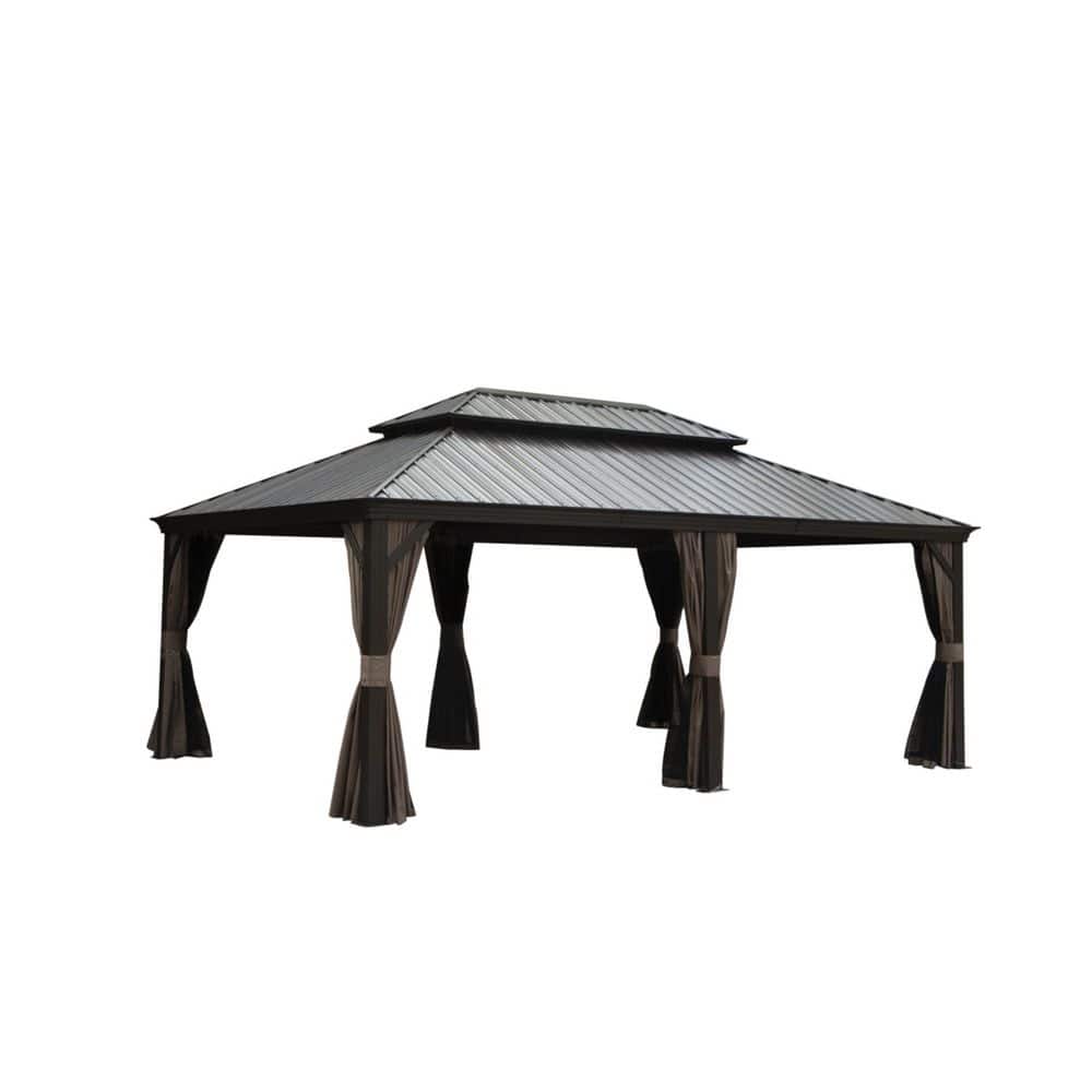 14 ft. x 20 ft. Hardtop Gazebo, Permanent Metal Gazebo with Galvanized Stee