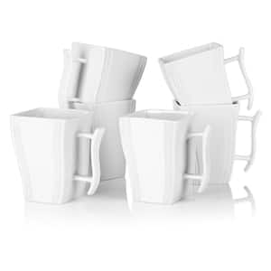 Flora 12 oz. White Porcelain Coffee Mugs (Set of 6)