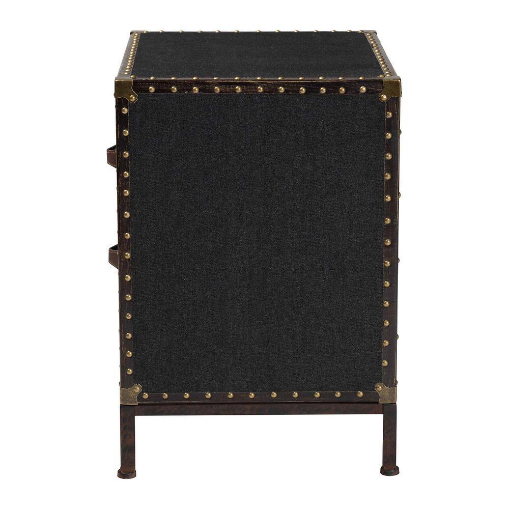 Laura 23.6 in. Black Rectangle Canvas 2-Drawer End Table - thumbnail 2