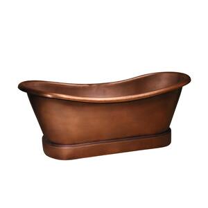 Carwyn 72 in. Copper Double Slipper Flatbottom Non-Whirlpool Bathtub