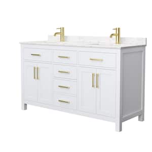 Beckett 60 in. W x 22 in. D x 35 in. H Double Sink Bath Vanity in White with Carrara Cultured Marble Top