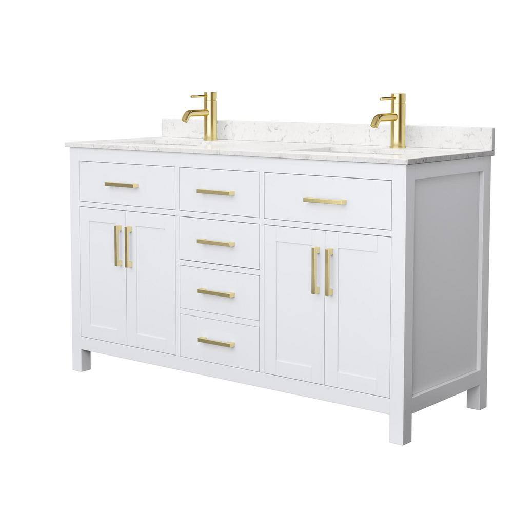 Beckett 60" White Double Bathroom Vanity with Gold Hardware