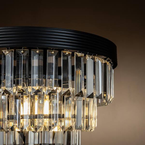 Aloa Decor 13 In 3 Light Matt Black Interior Tiered Crystal Flush Mount Ceiling Lamp Glam Chandelier C9002mb30 The Home Depot Aloa Decor 13 In 3 Light Matt Black, Flush Mount Crystal Chandelier Black
