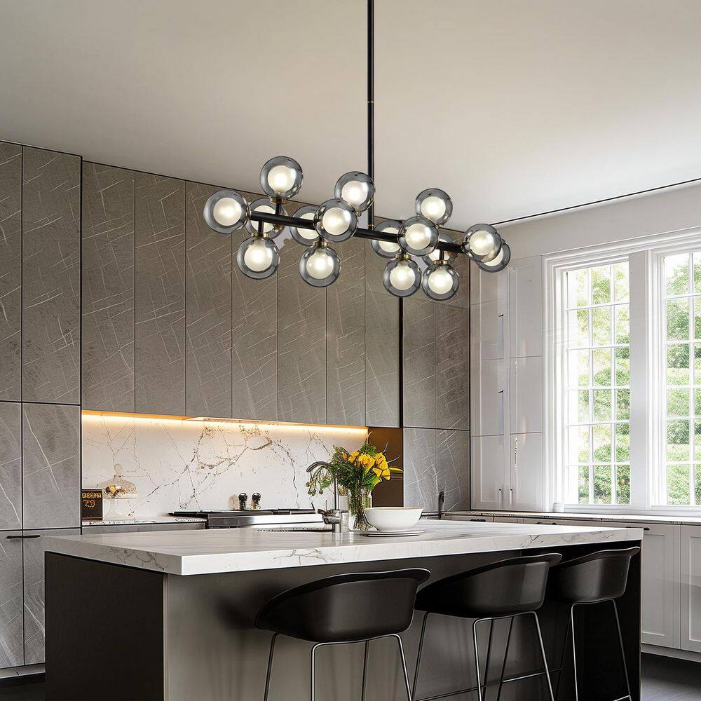 16-Light Gray Glass Globes Linear Chandelier for Living Room price history on PriceWatchPro