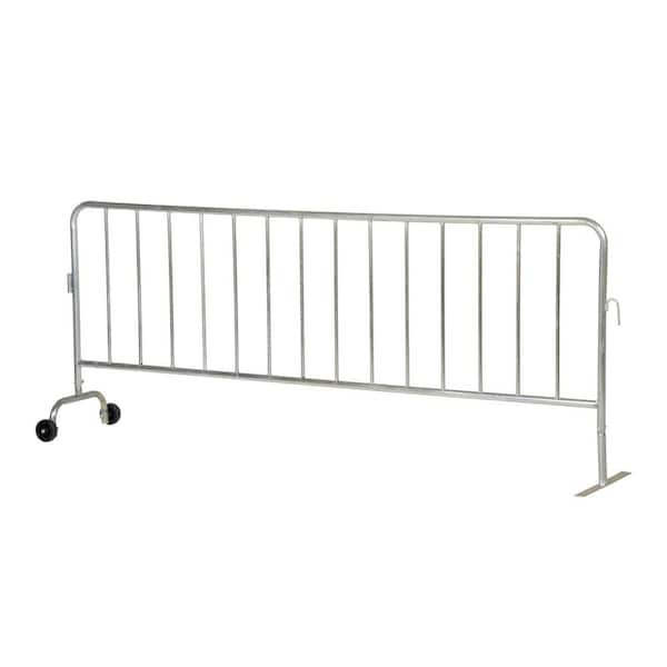 Vestil Heavy Duty Galvanized Steel Crowd Control Interlocking Barrier with 1 Flat Foot and 1 Wheeled Foot