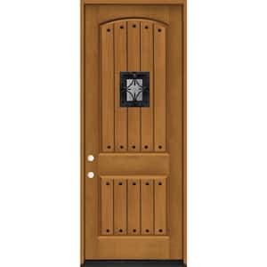 36 in. x 96 in. 2-Panel Right-Hand/Inswing Autumn Wheat Stain Fiberglass Prehung Front Door with 4-9/16 in. Jamb Size