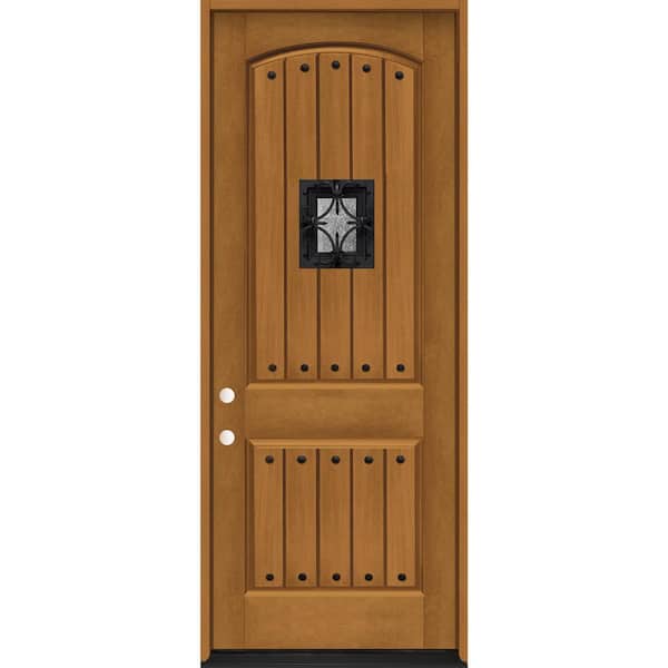 Steves & Sons 36 in. x 96 in. 2-Panel Right-Hand/Inswing Autumn Wheat Stain Fiberglass Prehung Front Door with 4-9/16 in. Jamb Size