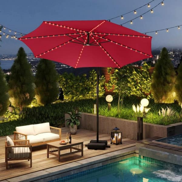 lighted patio umbrella free shipping Yescom Battery-powered Lights with Remote for 9-10ft 8-Rib(4 Designed for comfort and functionality Best Choice Products 10ft Solar