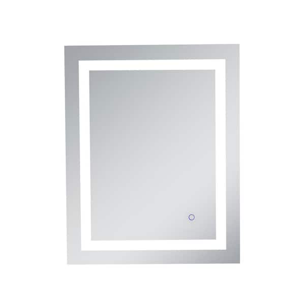Unbranded Timeless Home 24 in. W x 30 in. H Rectangle Frameless Silver LED Mirror
