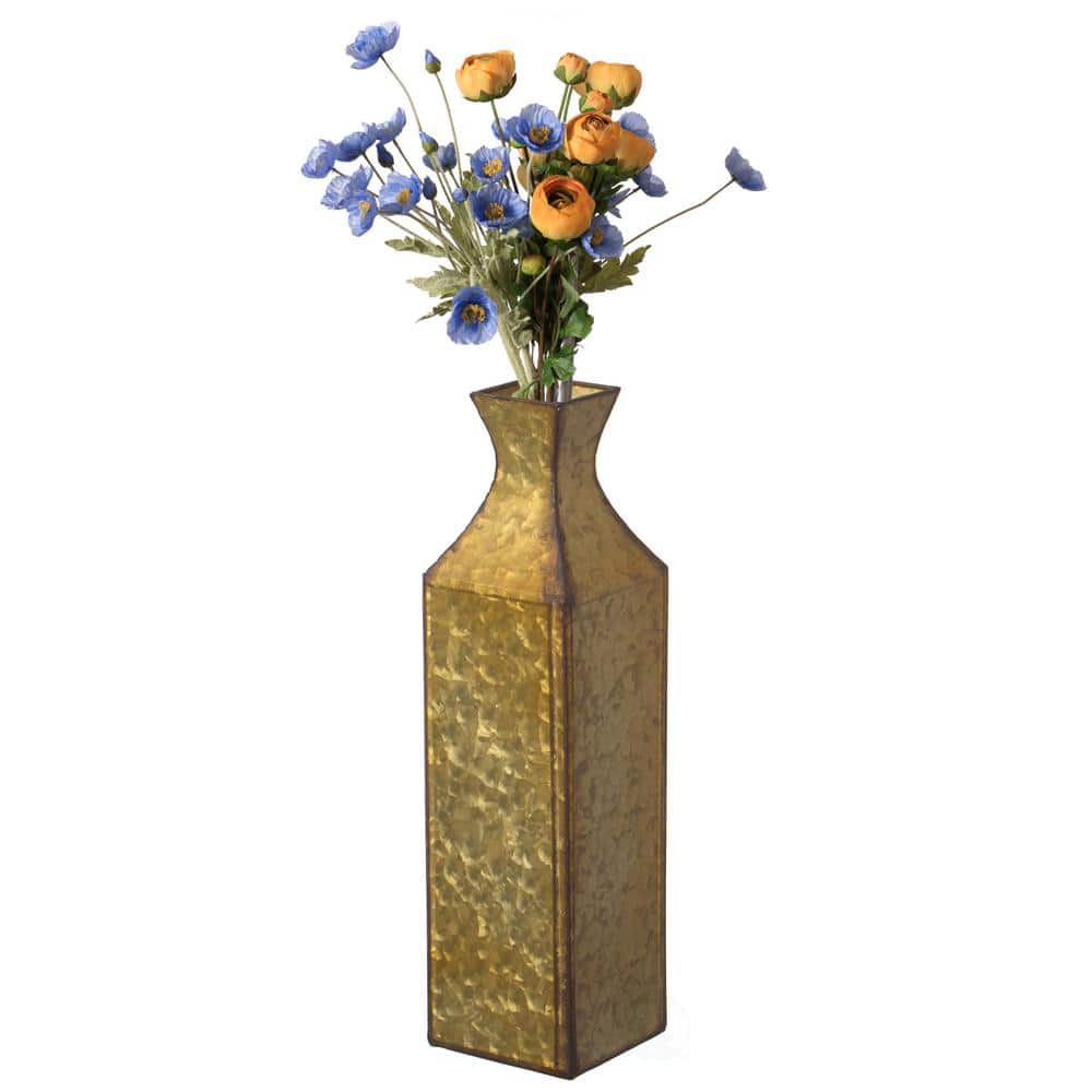 Medium Gold Textured Metal Bottle Shape Floor Vase