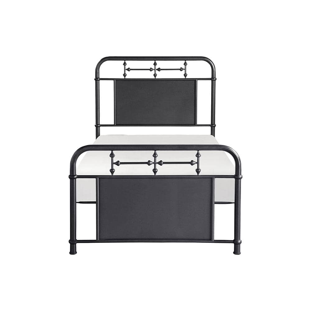Escher Mottled Silver Metal Frame Twin Platform Bed