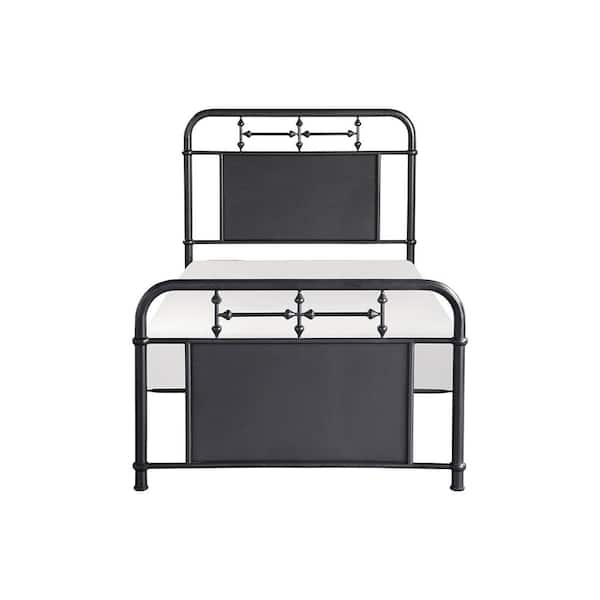 Lazzara Escher Mottled Silver Metal Frame Twin Platform Bed