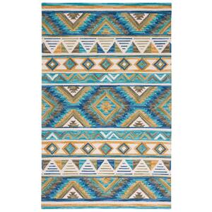 Yellow Aztec Rug SAFAVIEH Aspen 2 ft. x 9 ft. Blue/Yellow Aztec Geometric Runner Rug ...