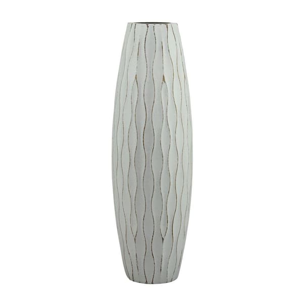 Stonebriar Collection 12 in. H Weathered Wood Decorative Vase in Pale Ocean