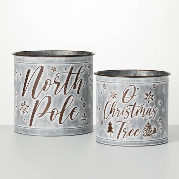 Square Embossed Christmas Tin with Lid, Small