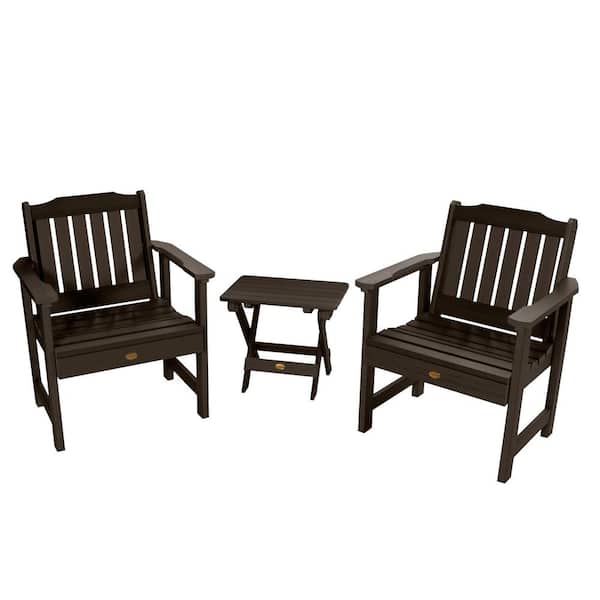 Highwood Lehigh Weathered Acorn 3-Piece Recycled Plastic Outdoor Conversation Set