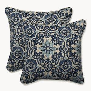 Blue Square Outdoor Square Throw Pillow 2-Pack