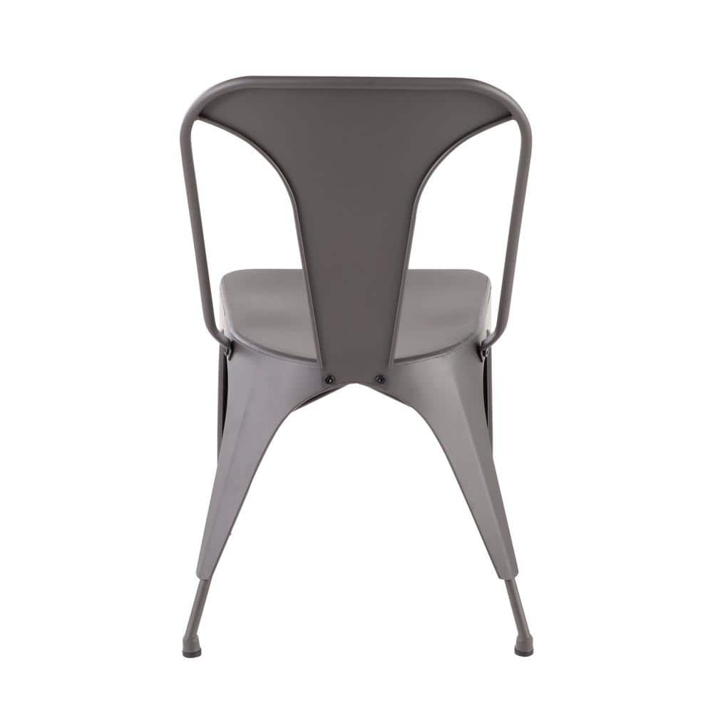 Matte Grey High Metal Slat Back Side Chair