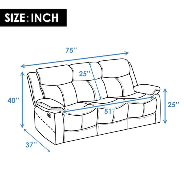 burrell 3 seater manual recliner