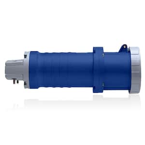 100 Amp 250-Volt 3-Phase, 3P, 4-Watt North American Pin and Sleeve Connector Industrial Grade IP67 Watertight, Blue