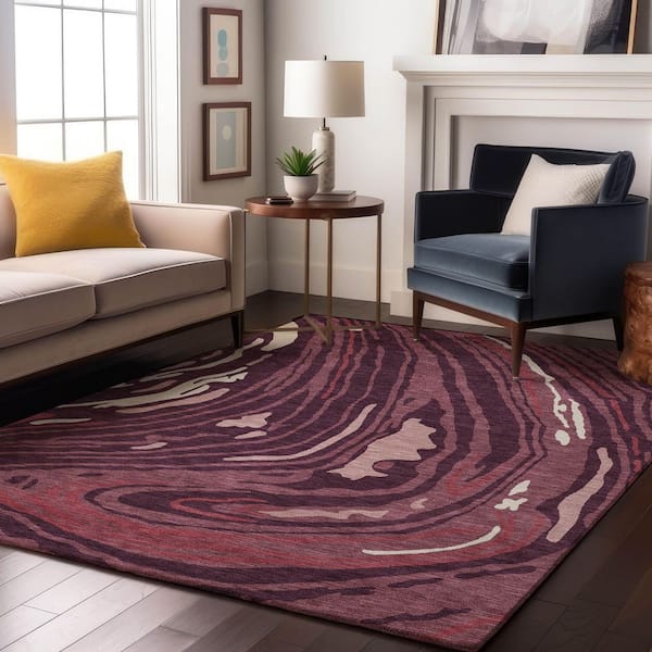 Mayfield Premium Machine Washable Abstract AMF1051 Garnet 8 ft. x 10 ft. Area Rug