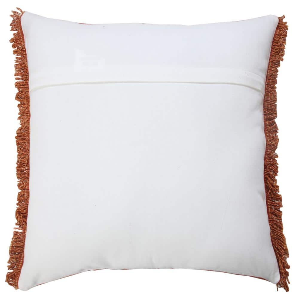 Nina Burnt Orange Cotton Fringed 20" x 20" Throw Pillow Set
