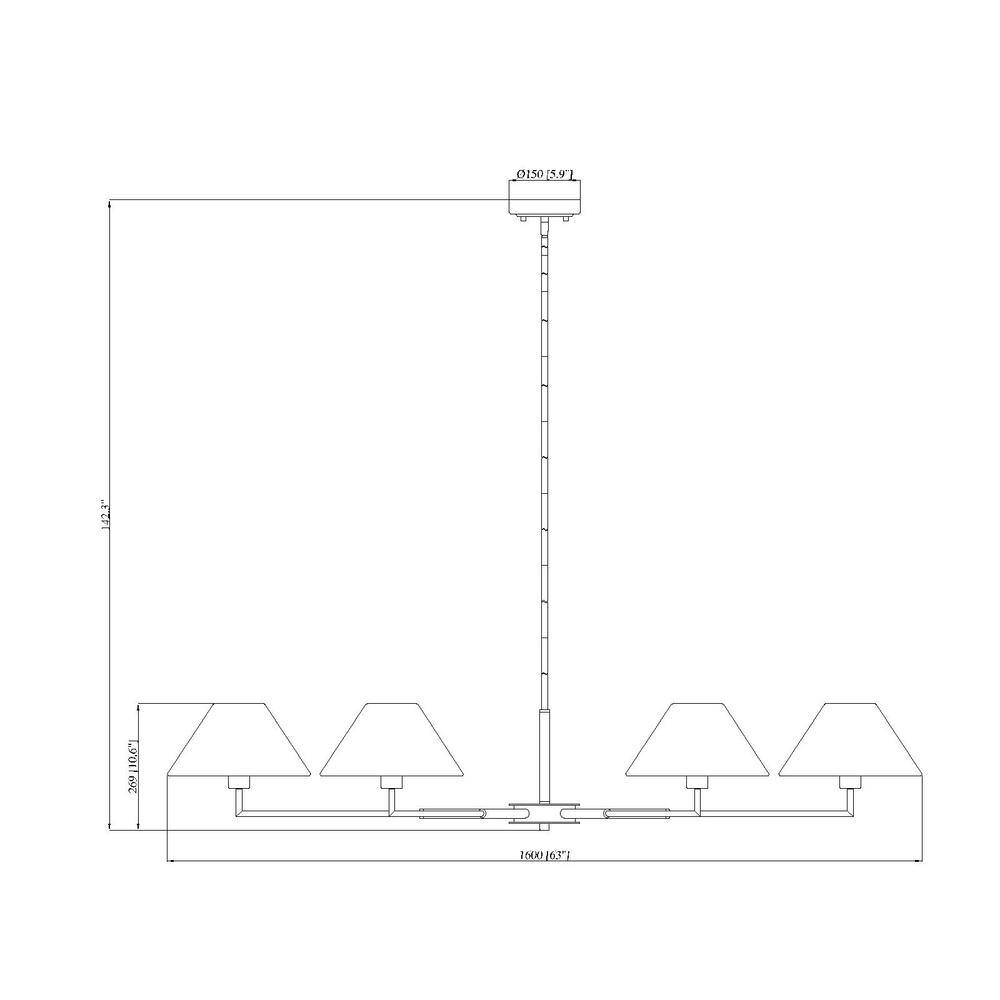 Leila Brushed Nickel 6-Light Chandelier with White Linen Shades