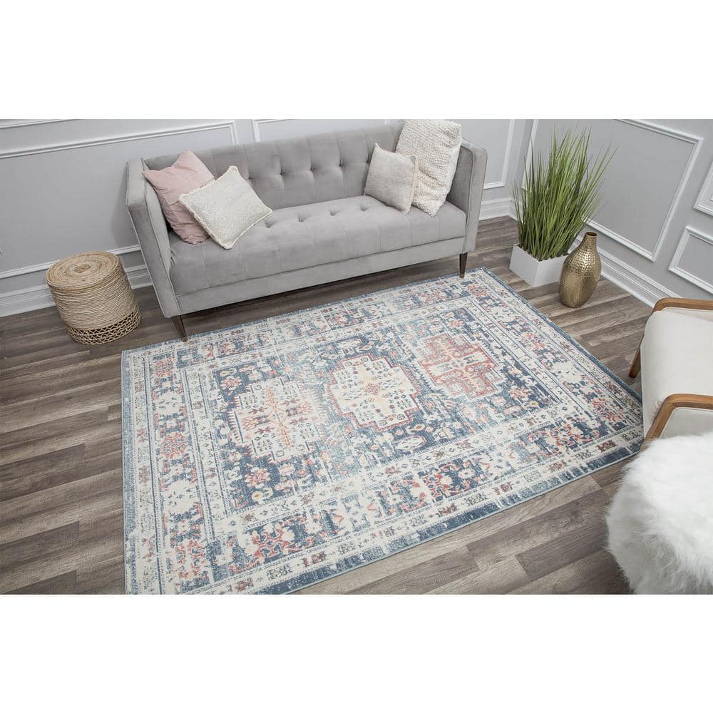 Sundara Vintage Gray Medallion 8'x10' Farmhouse Area Rug