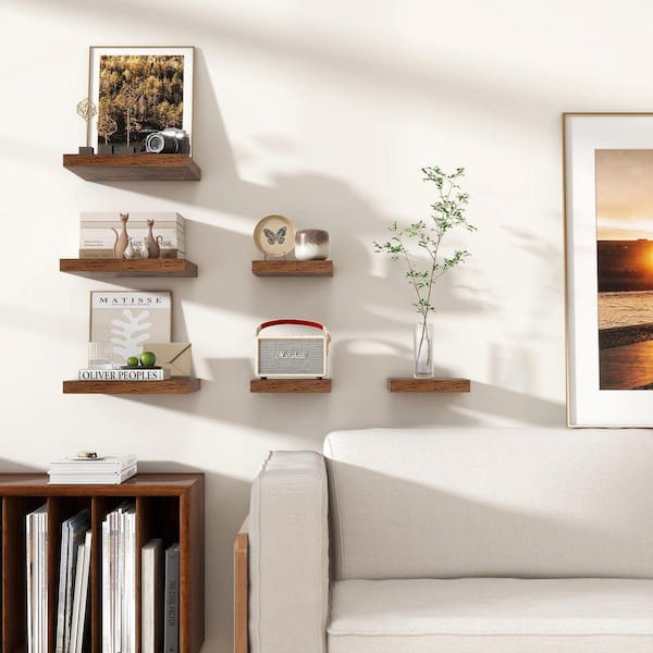 7.75 in. W x 7.75 in. D Square Floating Shelves Rustic Brown Wood