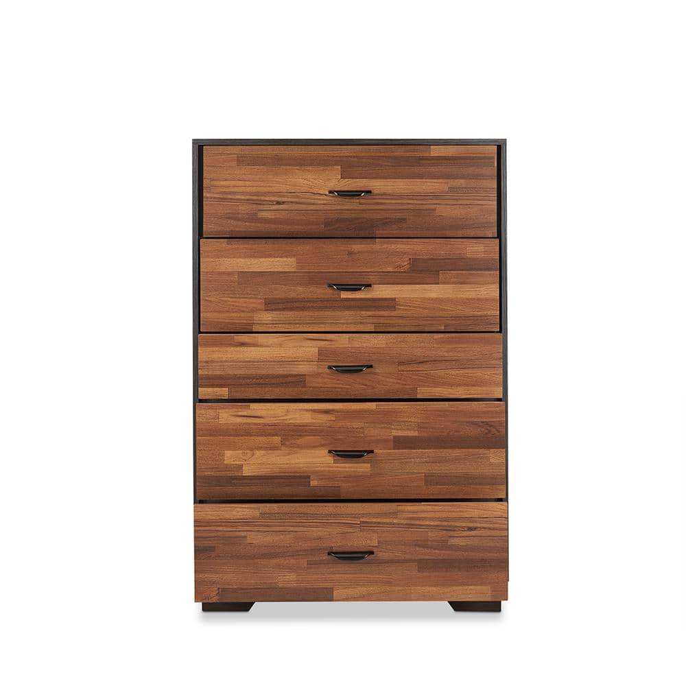 Eloy Industrial Walnut & Espresso Chest with Deep Felt-Lined Drawer