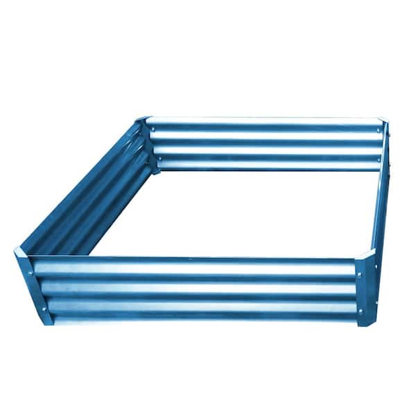 BACKYARD EXPRESSIONS PATIO · HOME · GARDEN 40 in. W x 40 in. L x 10 in. H Teal Metal Raised Garden Bed