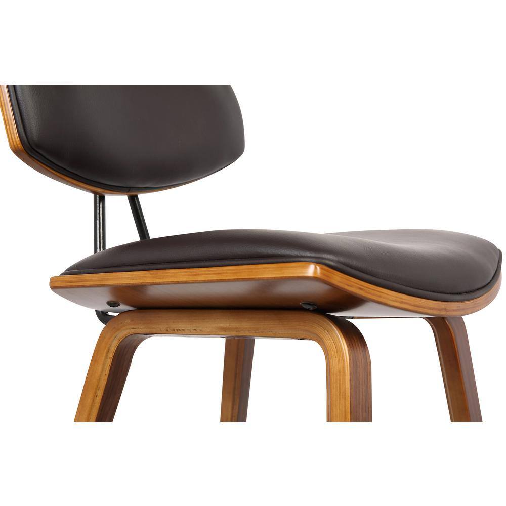 Fox 26" Dark Brown Faux Leather and Walnut Wood Bar Stool