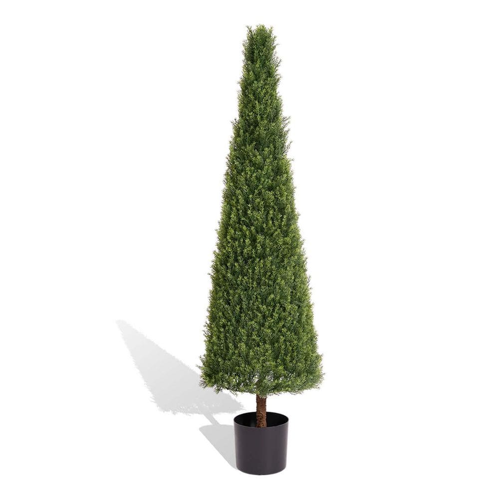 5 ft. Artificial Olive Tree in Pot, Plant Potted Faux Cedar Tree Pine Tree 