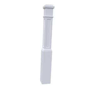 Stair Parts 4093 55 in. x 6-1/4 in. Primed White Flat Panel Box Newel Post for Stair Remodel