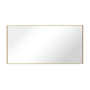40 in. W x 20 in. H Modern Medium Rectangular Aluminum Framed Wall Mounted Bathroom Vanity Mirror in Gold