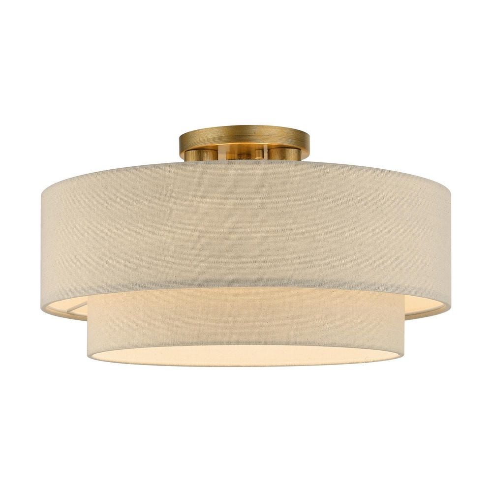 Parkside 18 In. Mid Century Drum Modern Antique Gold Leaf Semi-Flush Mount for Bedroom, Kitchen, Bulb not Included price history on PriceWatchPro