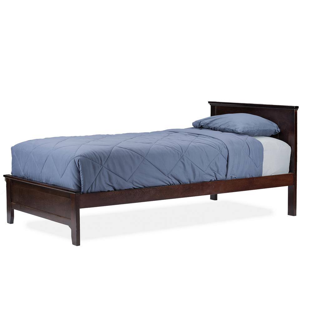 Schiuma Classic Carved Cappuccino Twin Bed with Rubberwood Frame